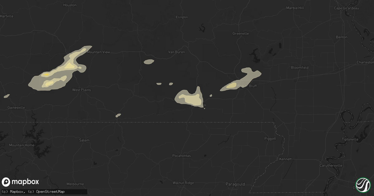 Hail map in Doniphan, MO on July 10, 2026
