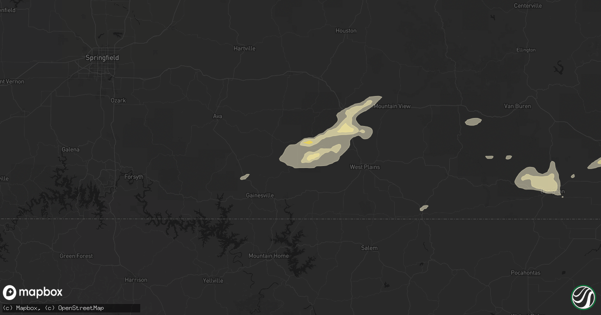 Hail map in Dora, MO on July 10, 2026