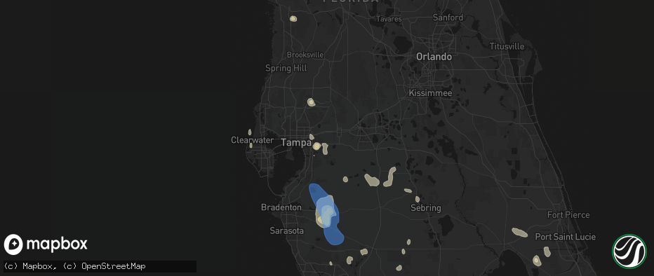 Hail map in Dover, FL on July 10, 2026