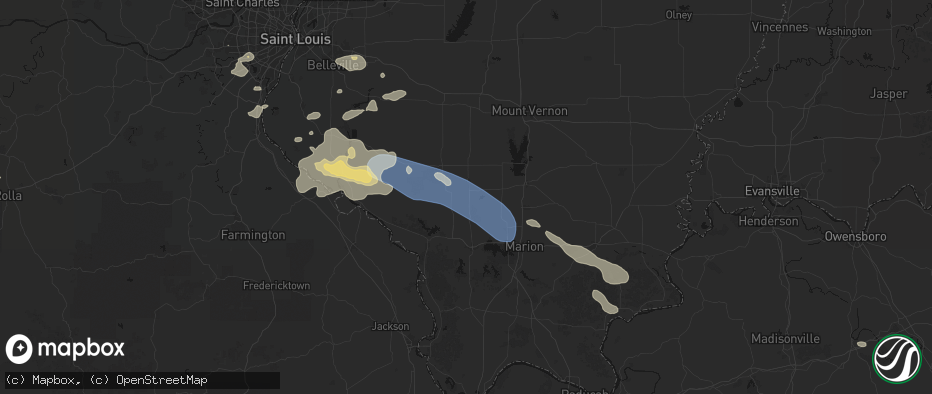 Hail map in Dowell, IL on July 10, 2026