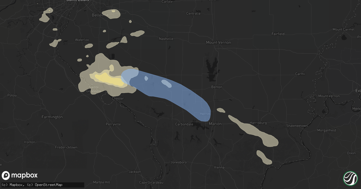 Hail map in Dowell, IL on July 10, 2026