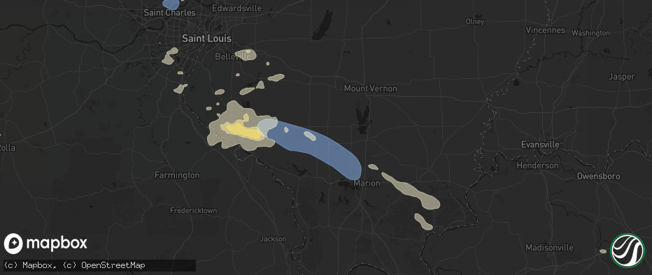 Hail map in Du Quoin, IL on July 10, 2026