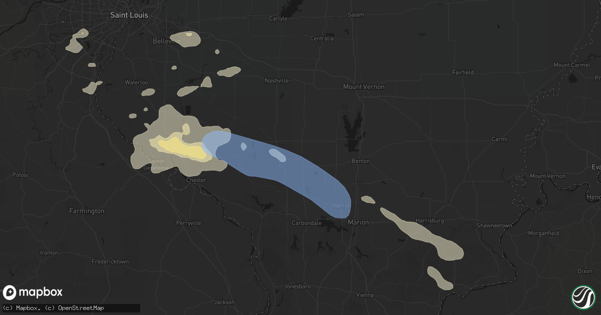 Hail map in Du Quoin, IL on July 10, 2026