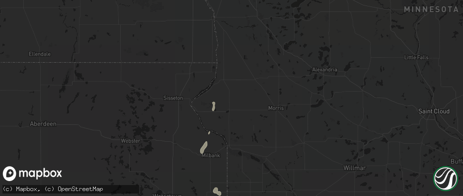 Hail map in Dumont, MN on July 10, 2026