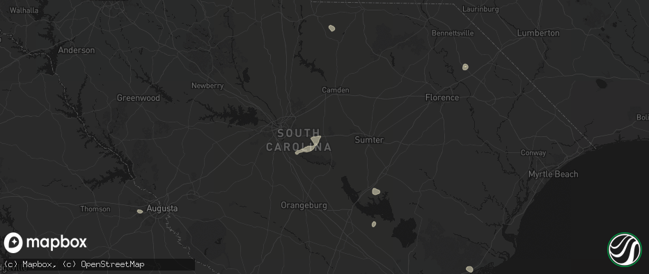 Hail map in Eastover, SC on July 10, 2026