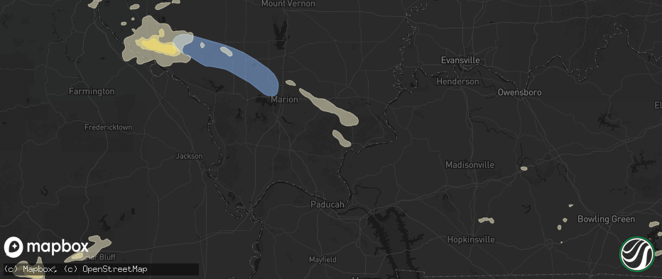 Hail map in Eddyville, IL on July 10, 2026