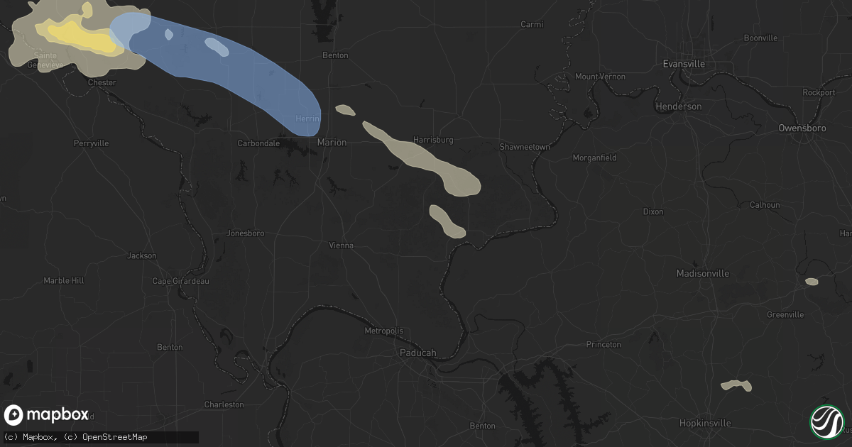 Hail map in Eddyville, IL on July 10, 2026