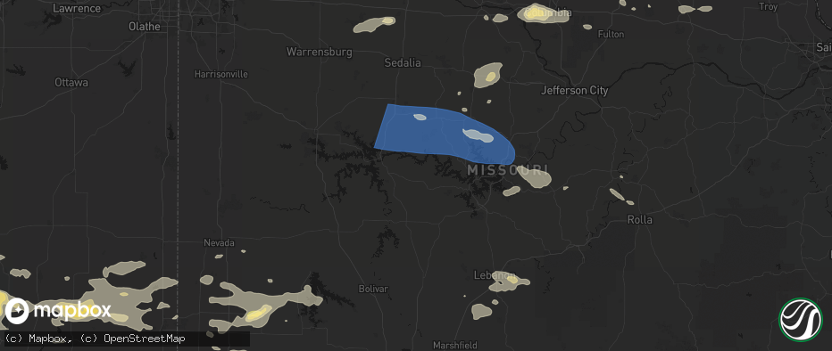 Hail map in Edwards, MO on July 10, 2026