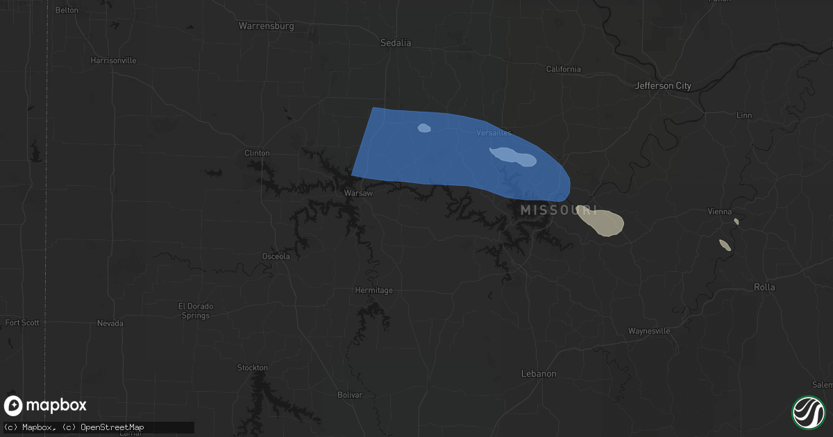 Hail map in Edwards, MO on July 10, 2026