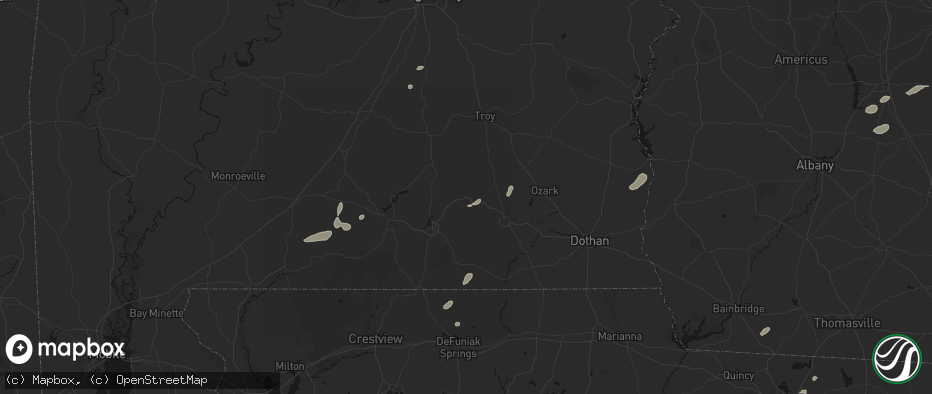 Hail map in Elba, AL on July 10, 2026