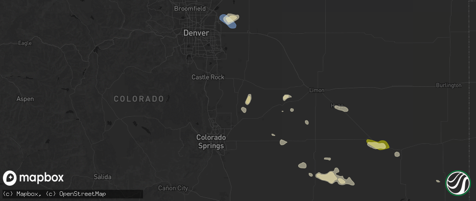 Hail map in Elbert, CO on July 10, 2026