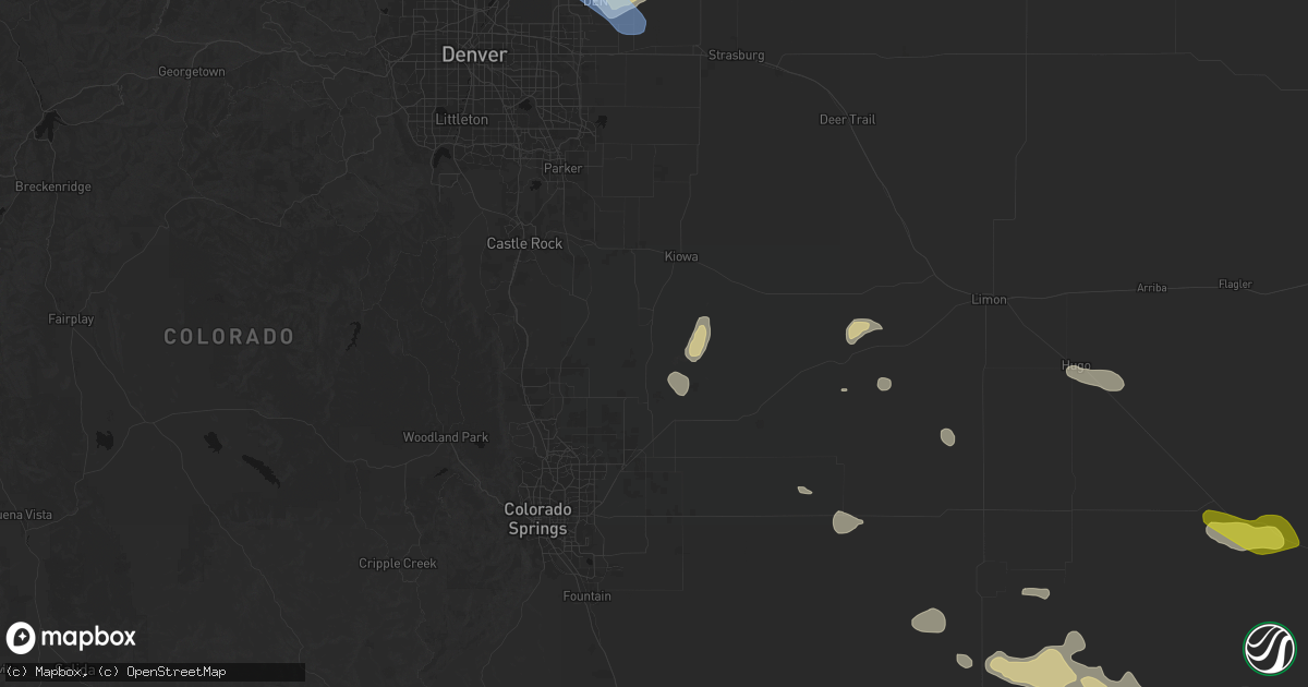 Hail map in Elbert, CO on July 10, 2026