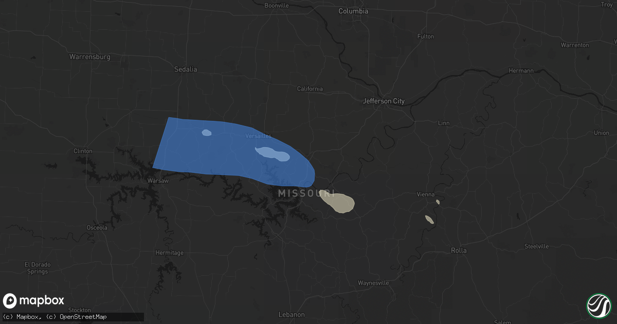 Hail map in Eldon, MO on July 10, 2026