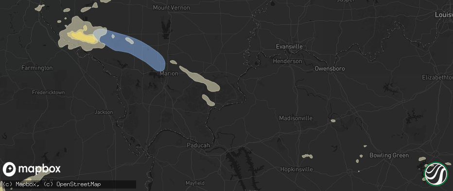 Hail map in Elizabethtown, IL on July 10, 2026