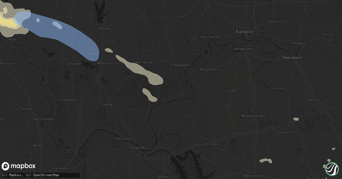 Hail map in Elizabethtown, IL on July 10, 2026
