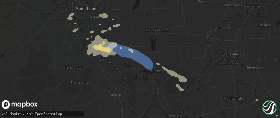Hail map in Elkville, IL on July 10, 2026