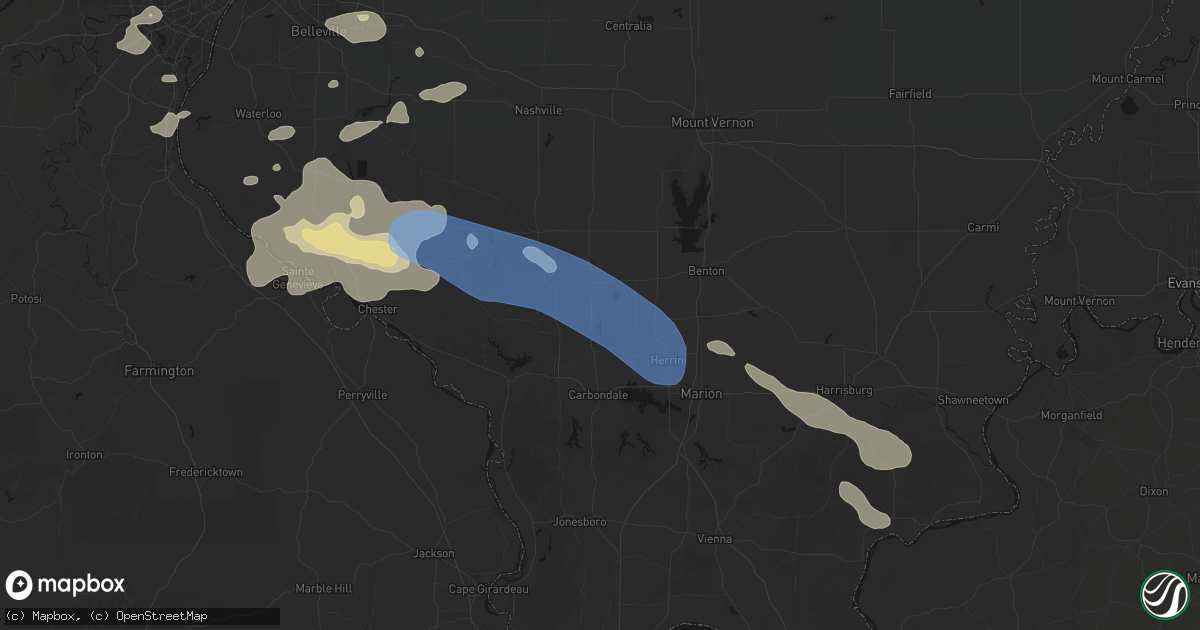 Hail map in Elkville, IL on July 10, 2026