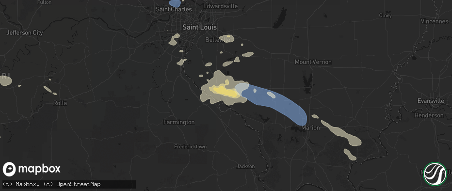 Hail map in Ellis Grove, IL on July 10, 2026