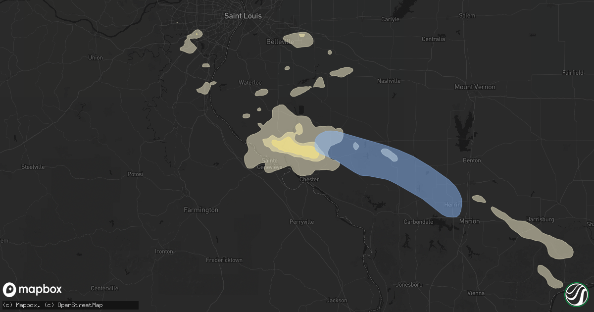 Hail map in Ellis Grove, IL on July 10, 2026