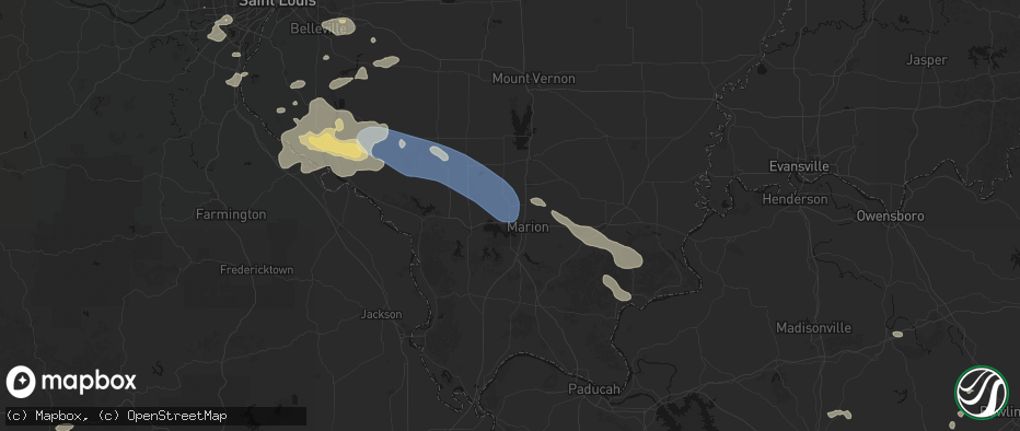 Hail map in Energy, IL on July 10, 2026
