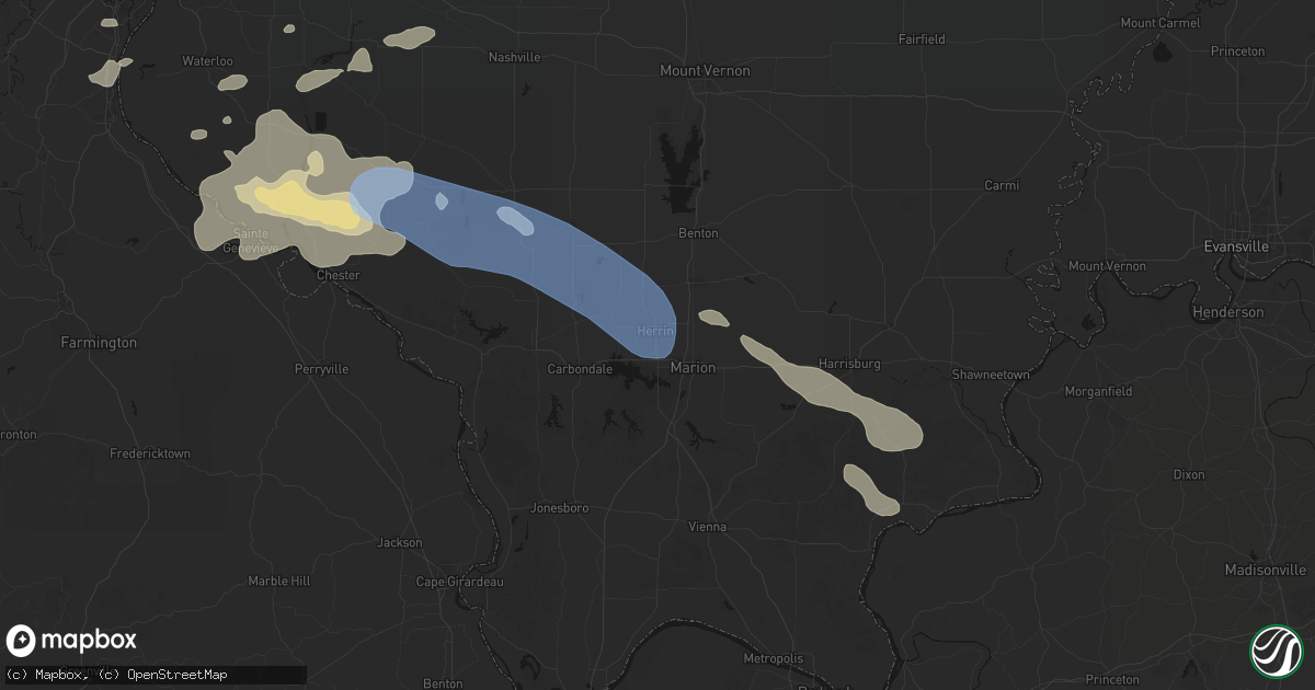 Hail map in Energy, IL on July 10, 2026