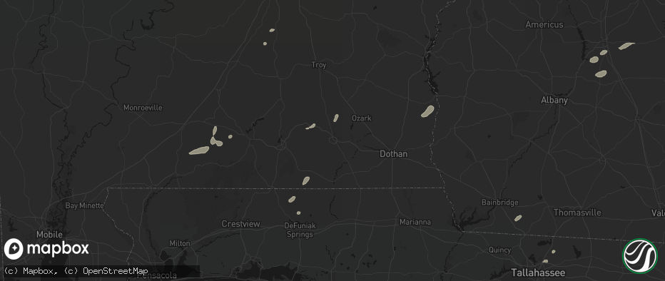 Hail map in Enterprise, AL on July 10, 2026