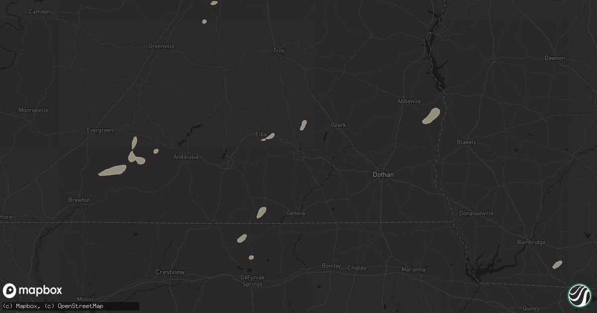 Hail map in Enterprise, AL on July 10, 2026