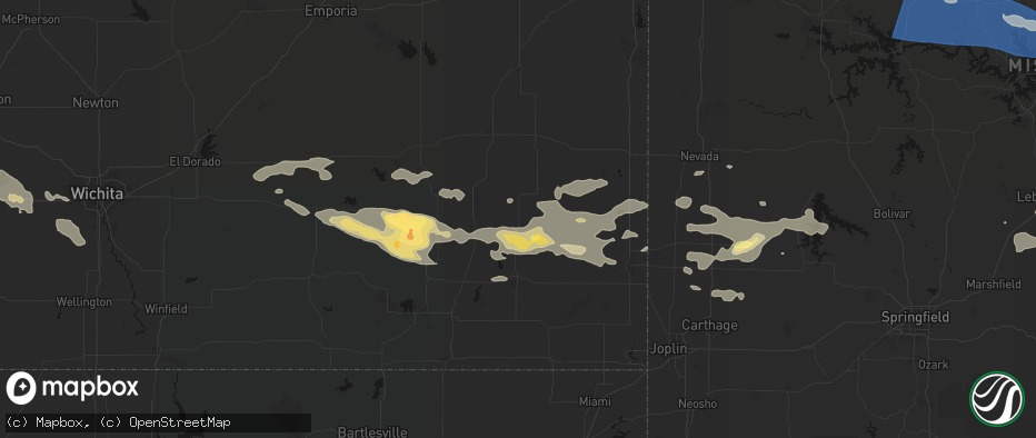 Hail map in Erie, KS on July 10, 2026