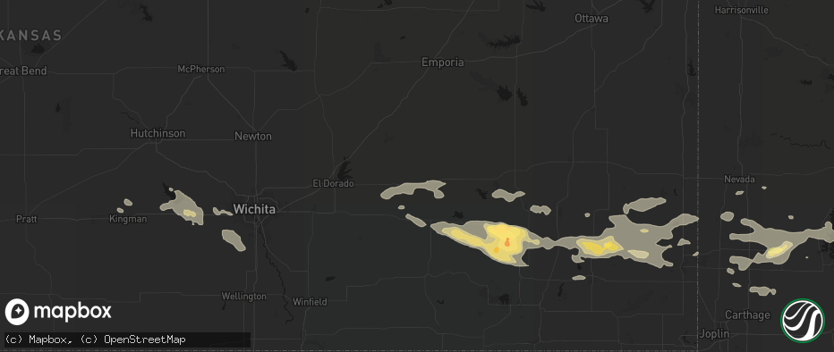 Hail map in Eureka, KS on July 10, 2026