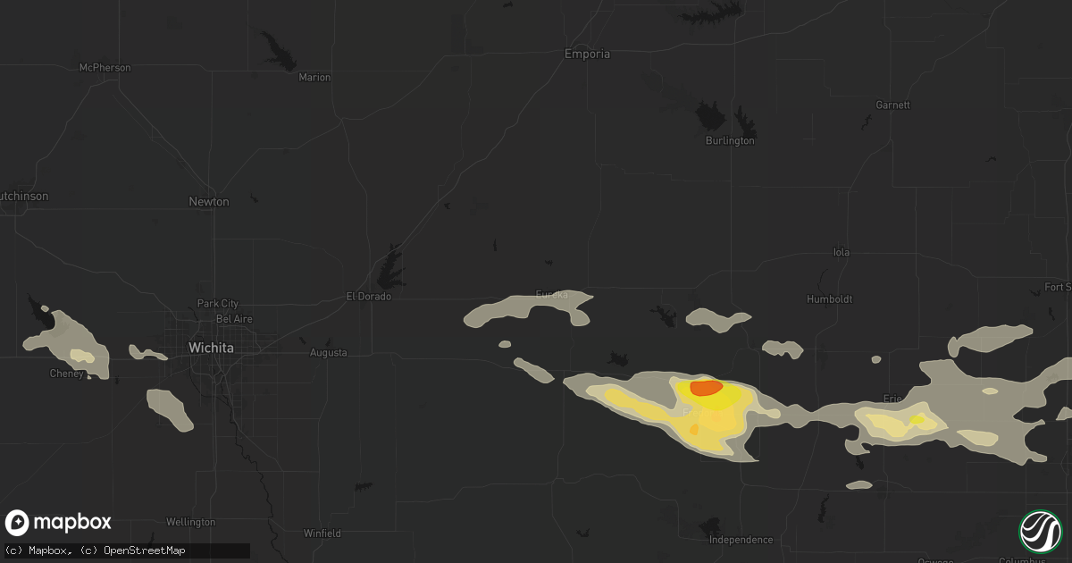 Hail map in Eureka, KS on July 10, 2026