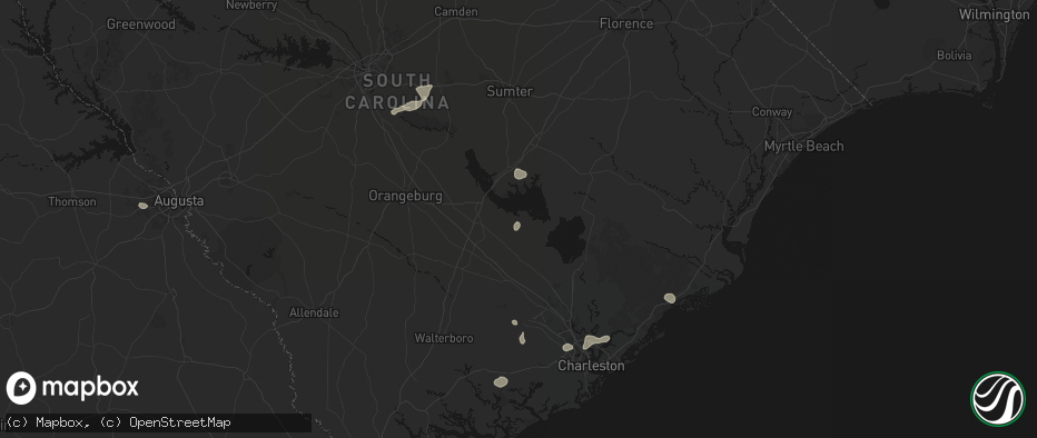 Hail map in Eutawville, SC on July 10, 2026