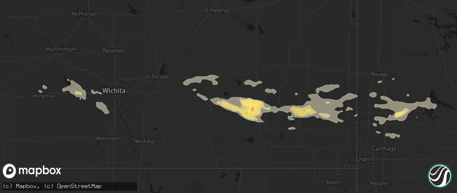 Hail map in Fall River, KS on July 10, 2026