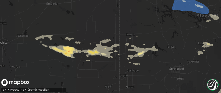 Hail map in Farlington, KS on July 10, 2026