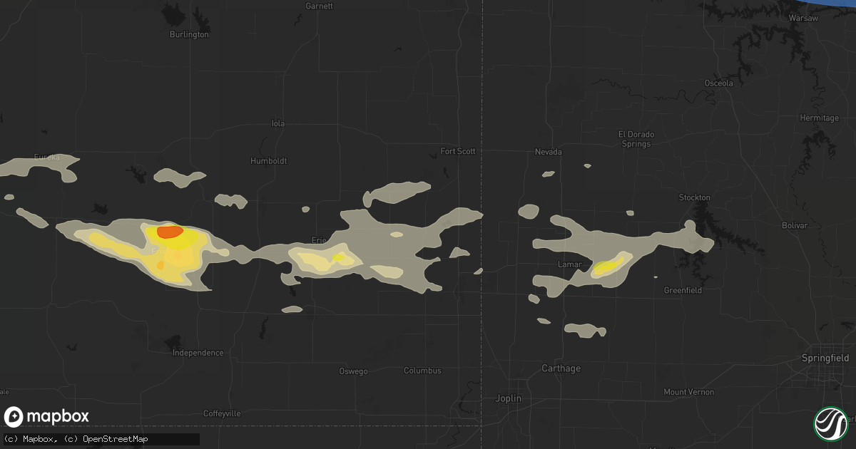 Hail map in Farlington, KS on July 10, 2026