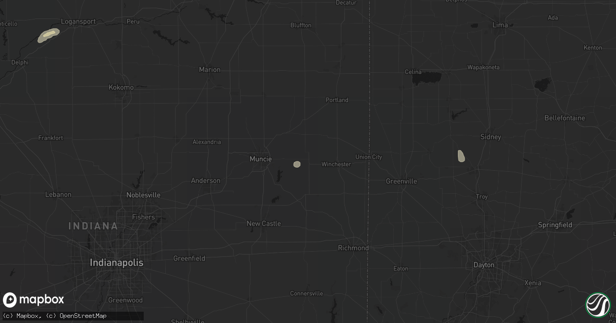 Hail map in Farmland, IN on July 10, 2026