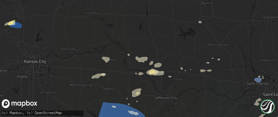Hail map in Fayette, MO on July 10, 2026