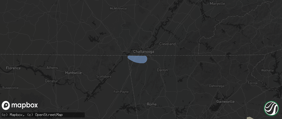 Hail map in Flintstone, GA on July 10, 2026