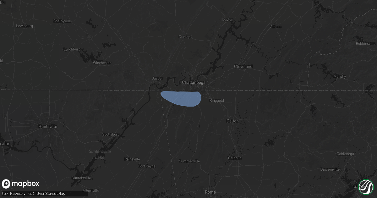 Hail map in Flintstone, GA on July 10, 2026