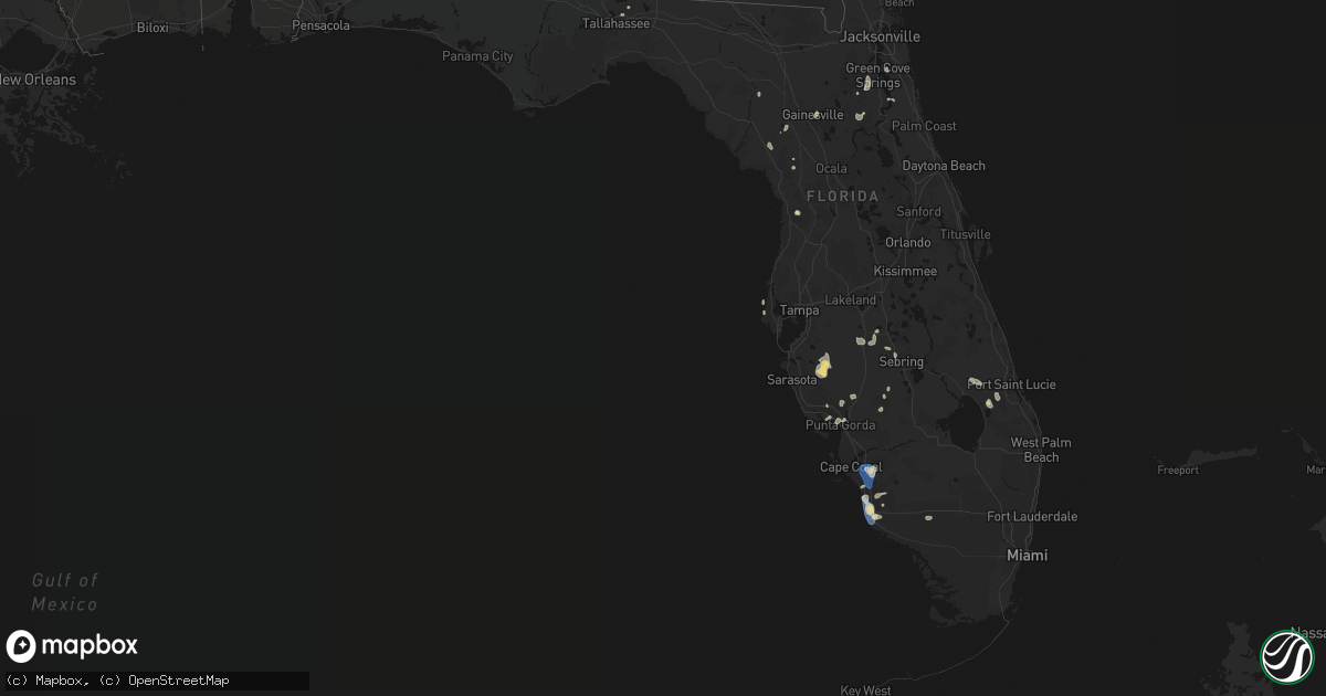 Hail map in Florida on July 10, 2026