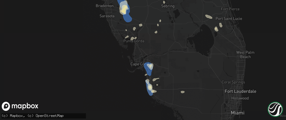 Hail map in Fort Myers, FL on July 10, 2026