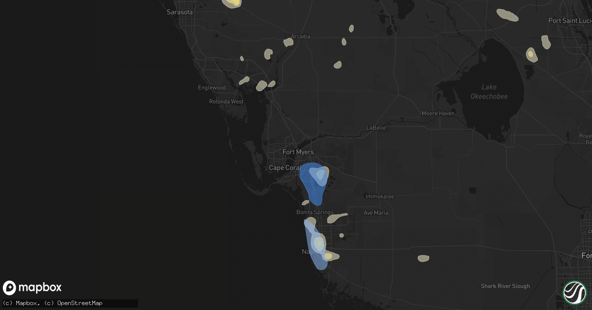 Hail map in Fort Myers, FL on July 10, 2026