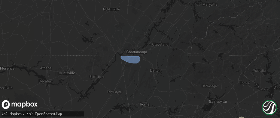 Hail map in Fort Oglethorpe, GA on July 10, 2026