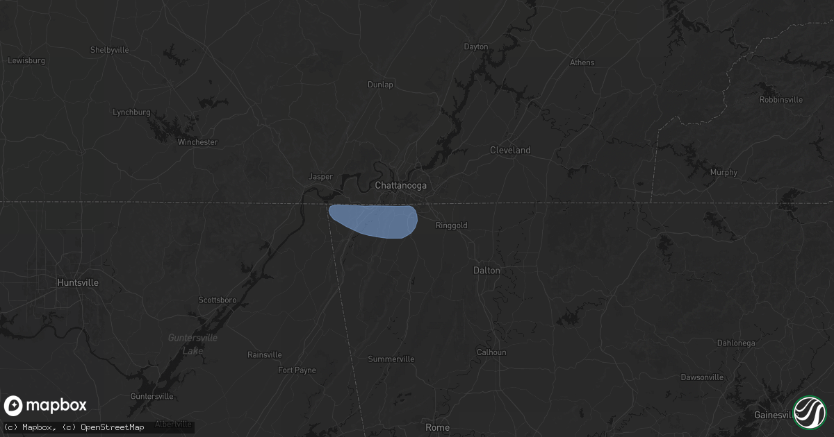 Hail map in Fort Oglethorpe, GA on July 10, 2026