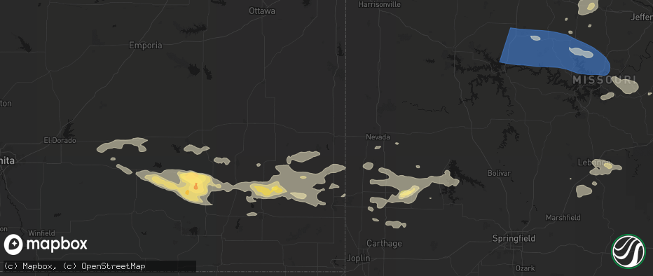 Hail map in Fort Scott, KS on July 10, 2026