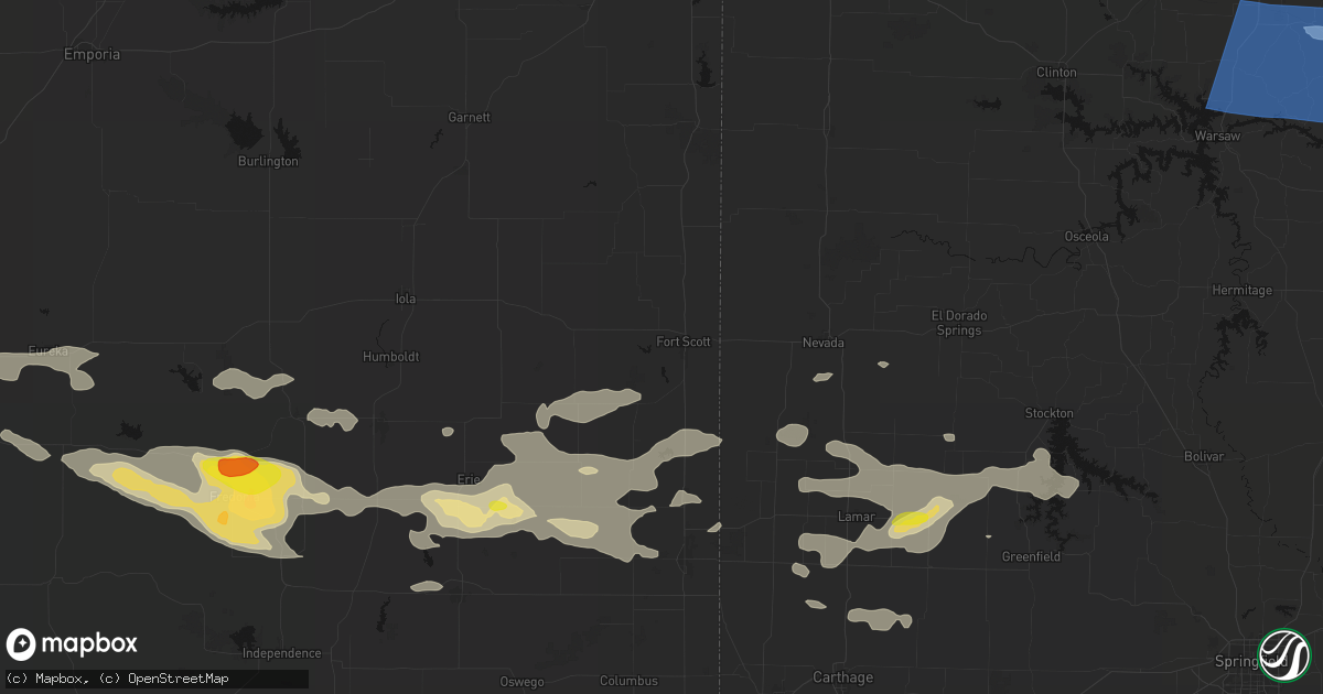Hail map in Fort Scott, KS on July 10, 2026