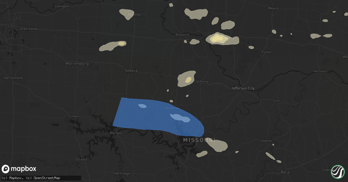 Hail map in Fortuna, MO on July 10, 2026