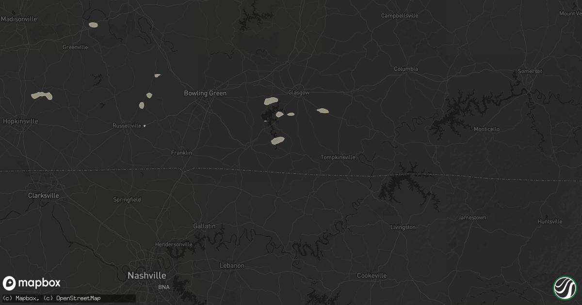 Hail map in Fountain Run, KY on July 10, 2026