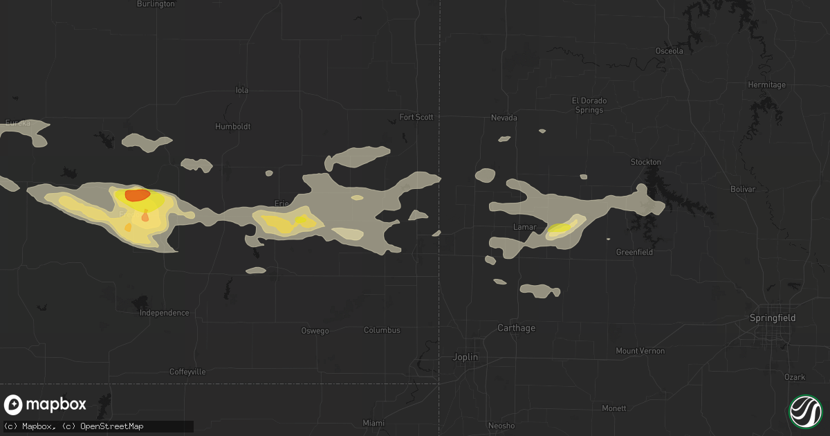 Hail map in Franklin, KS on July 10, 2026