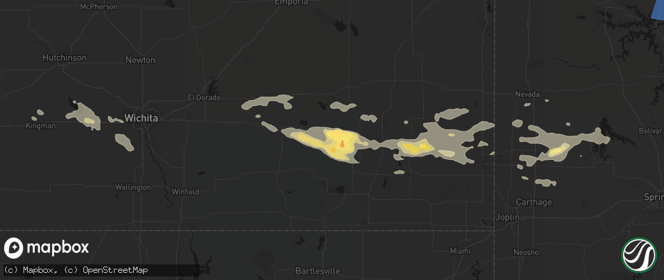 Hail map in Fredonia, KS on July 10, 2026