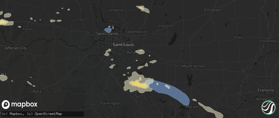 Hail map in Freeburg, IL on July 10, 2026